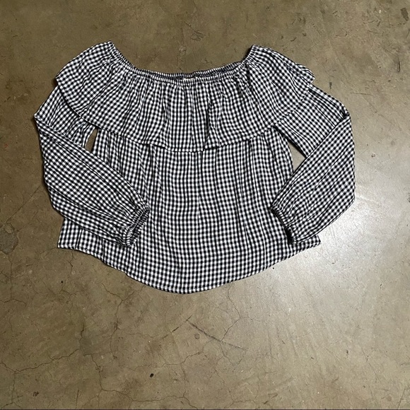 Gingham off the shoulder long sleeve - Picture 5 of 6